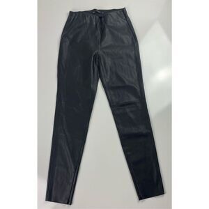 Zara Faux Leather Ankle Zip Pants Womens XS Black 28in Inseam BK0400